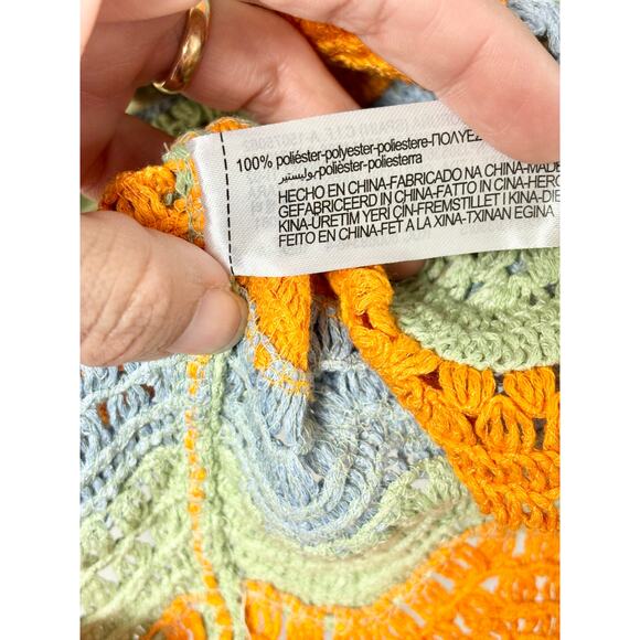 Zara Striped Halter Cut Out Crochet Limited Edition Mini Dress Multi Women's S - Picture 6 of 6